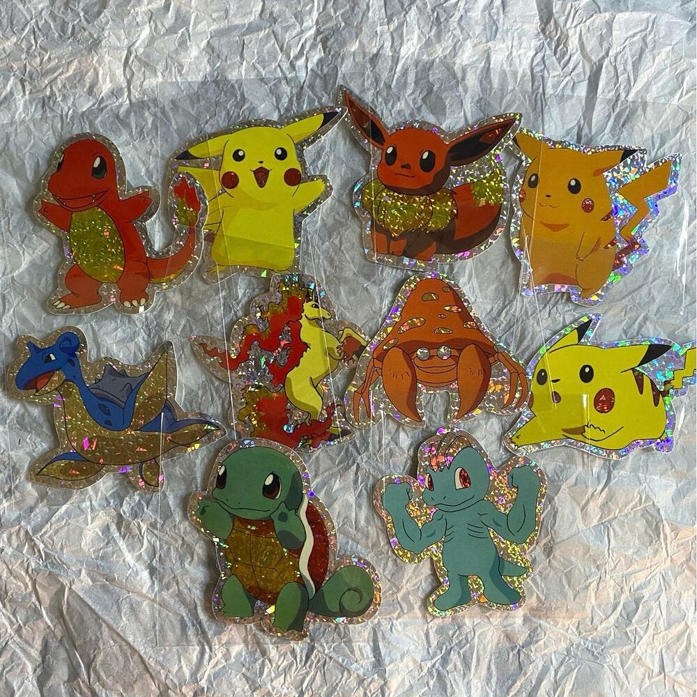 Vintage 90s Pokemon Rare Ice Holo Sticker Set of 10